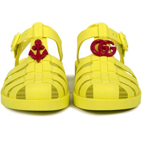 gucci jelly sandals yellow|authentic Gucci sandals women.